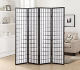 Roundhill Furniture Oriental Shoji 4 Panel Screen Room Divider, Black Roundhill Furniture