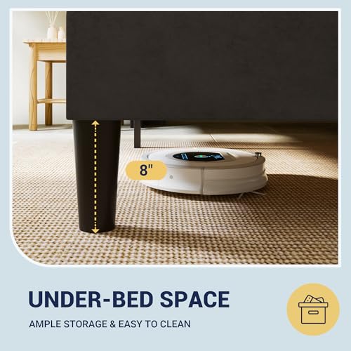 Allewie Full Size Velvet Platform Bed Frame with Vertical Tufted Wingback Headboard, Easy Assembly, Under Bed Storage, No Box Spring Required, Modern Style, Black Allewie