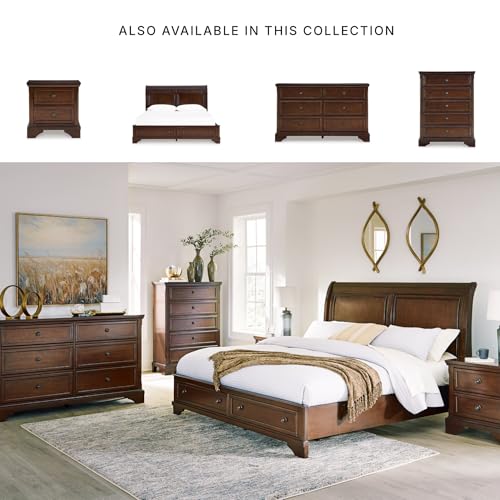 Signature Design by Ashley Trellington Traditional King Sleigh Storage Bed, Foundation or Box Spring Not Needed, Dark Brown Signature Design by Ashley