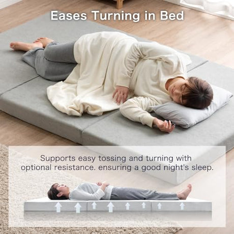タンスのゲン TANSU NO GEN Japanese Futon Mattress, Twin XL, Made in USA, 純高反発 Foam Produced by Japan, Tri-Fold, Extra Thickness 4" Medium-Firm, Foldable, Sleeping Tatami Mattress for Floor, 85600100(92551) タンスのゲン