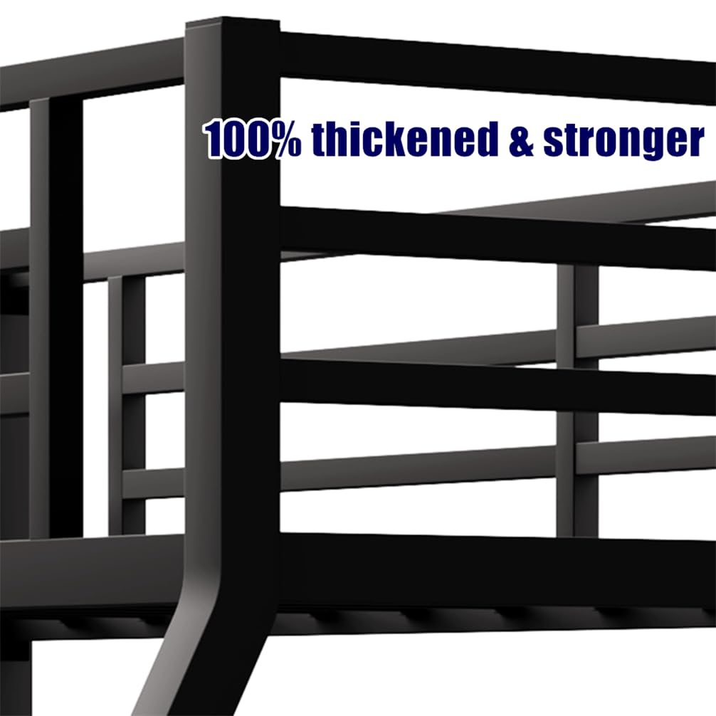 SIGONE Stronger & Safer Metal Bunk Bed Twin XL Over Queen Size Bunkbed, More Stable Heavy Duty Thickened Steel Bunk Queen Bed with Reinforced Legs & Ladders (Easier to Assemble) (Twin XL Over Queen)