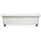LEVNARY Chesterfield Sofa, Classic Tufted Upholstered Leather Couch, Modern 3 Seater Couch Furniture with Tufted Back for Living Room Office (Cream White) LEVNARY