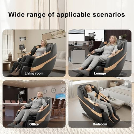 LIYIH Massage Chair Full Body, Zero Gravity Massage Recliner with 12 Fixed Casters, Full Body Airbag Massage, Waist and Leg Heating, Automatic Retractable Footrest, AI Voice Control LIYIH