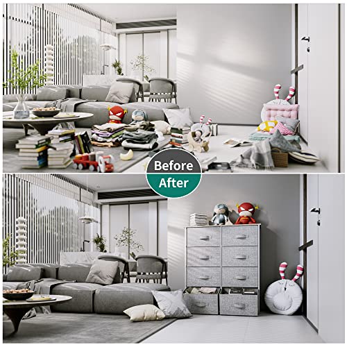 YITAHOME 8 Drawers Dresser - Fabric Storage Tower, Organizer Unit for Bedroom, Living Room & Closets - Sturdy Steel Frame, Easy Pull Fabric Bins & Wooden Top YITAHOME