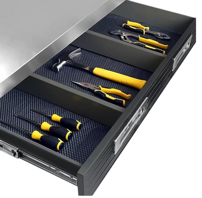 Heavy Duty Lighted Workbench with Pegboard, 48W x 24D x 65.5H inches (Graphite, Stainless Steel Top) WoodArtSupply
