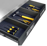 Heavy Duty Lighted Workbench with Pegboard, 48W x 24D x 65.5H inches (Graphite, Stainless Steel Top) WoodArtSupply