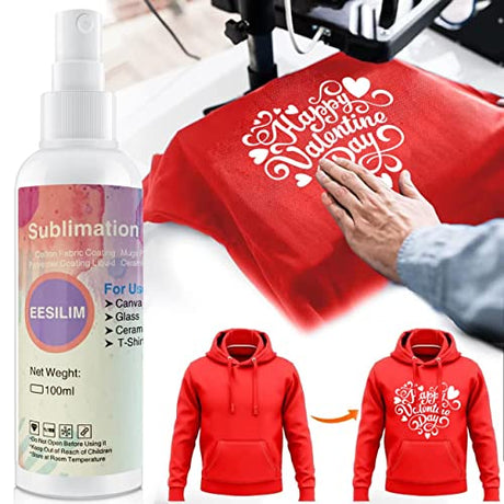 Coating Spray for Cotton Shirts,100ML Plus Spray for Cotton Blanks Shirts Polyester Tote Bag, Super Print Adhesion & Quick Dry Waterproof High Gloss Finish Eesilim