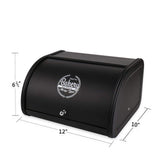 KL X458 Metal Bread Box/Bin/kitchen Storage Containers with Roll Top Lid (Black) KL