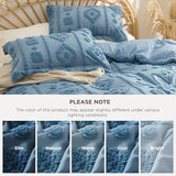 Bedsure Boho Duvet Cover King - Dusty Blue Tufted Boho Bedding, Farmhouse Shabby Chic Embroidery Bedding for All Seasons, 3 Pieces, 1 Soft Jacquard King Comforter Cover and 2 Pillow Shams Bedsure