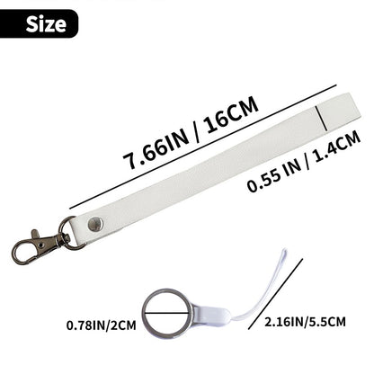 HeKimLee Wrist Lanyard, 10 PCS Sublimation Blank White PU Leather Wristlet Keychain, Personalized DIY Wrist Strap Bracelet for Key Chain Car Keys ID Badges Card Wallet Phone Case