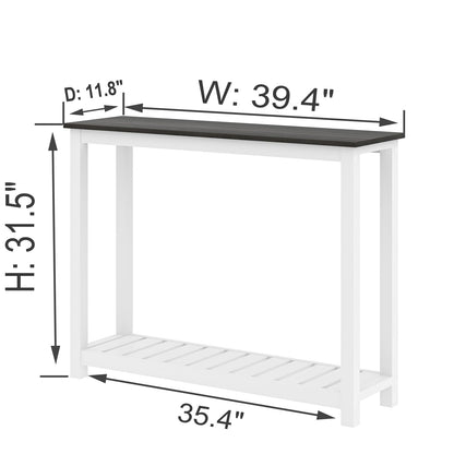 FOLUBAN Entryway Table, Farmhouse Narrow Console Table, Modern Wood Sofa Table for Living Room, Hallway, Behind Couch, Rustic White & Dark Gray - WoodArtSupply