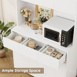 finetones 71'' Tall Kitchen Pantry Storage Cabinet with Power Outlets and Led Lights, Large Kitchen Hutch Buffet Cabinet with Microwave Stand, Pantry Cabinet Kitchen Cabinet with Buffet Cupboard finetones