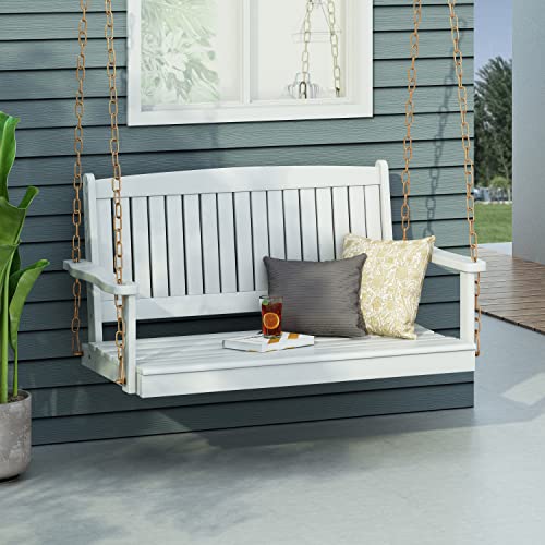 Christopher Knight Home Phoebe Outdoor Acacia Wood Porch Swing, White