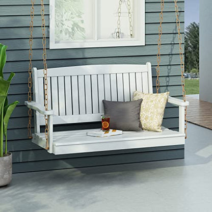 Christopher Knight Home Phoebe Outdoor Acacia Wood Porch Swing, White