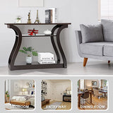 SUPER DEAL Narrow Console Table, 3 Tier Entryway Table, Wood Sofa Table Decorative Hallway Table with Shelves, Curved Frame for Living Room Front Door Entrance, 47 in Espresso SUPER DEAL