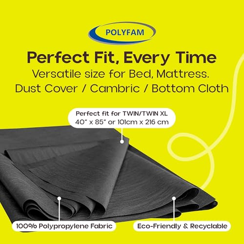 Dream Craft LLC Bed Dust Cover Twin/Twin-XL, Grey, 40" x 85", Cambric Fabric, Polypropylene, Hypoallergenic, Spot Clean Only Dream Craft LLC