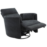 Pemberly Row Polyester Fabric Power Swivel Glider Recliner in Black with USB Charging Ports and 2 Comfort Pillows for Living Room Pemberly Row