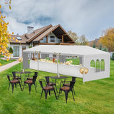 10'x30' Outdoor Party Canopy Tent with 5 Removable Sidewalls, White Gazebo with Transparent Windows, Rust-Resistant Shelter for Birthdays, Gatherings, Parties, Wedding, Events, BBQ OLLIDOT