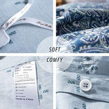 SLEEPBELLA Duvet Cover Set 600 Thread Count Cotton Bedding Set (Twin, Blue-Paisley) SLEEPBELLA
