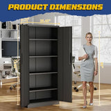 FLIXELIO Metal Storage Cabinet with Adjustable Shelves, 72" Steel Garage Storage Cabinets with Lock and 2 Door, Locking Tool Cabinet Utility Cabinets for Garage, Kitchen, Home Office, School, Shop FLIXELIO