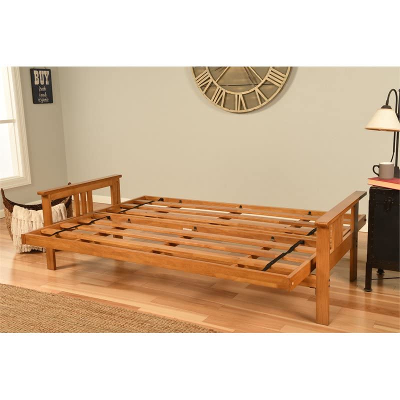 Kodiak Furniture Monterey Butternut Wood Futon with Twill Gray Mattress Kodiak Furniture