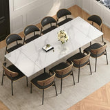 gaoyangjiaju 62.9"-94.4" Modern Extendable Dining Table for 6 to 10 Seats, Rectangular Sintered Stone Table with High Hardness and Easy Maintenance for Dining Room Family Gathering, White Top gaoyangjiaju
