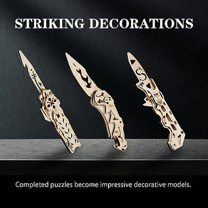 3D Wooden Puzzle Unique Wooden Military Knife Puzzle Kits - 3 Iconic Model Gifts for Game and Puzzle Fans Ages 12+, Ideal Gifts for Game Lovers (Modern) - WoodArtSupply