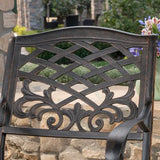 Modern Traditional Armchair, Dining Chair with Floral Decoration and Curved Legs, Outdoor Dining Chair with Lattice Design, Stylish Design, Perfect for The Garden, Backyard and Patio WoodArtSupply