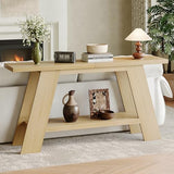 Treocho 63 Inch Long Console Tables for Entryway, 2-Tier Modern Wood Sofa Table with Shelf Behind Couch, Contemporary Narrow Entryway Table for Living Room, Hallway, Entrance, Hallway, Entrance, Oak Treocho