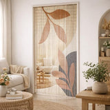 Decorative Beaded Door Curtain - Beige Autumn Leaves Design, 36 x 79 Inches, Natural Bamboo Beads for Doorways, Room Dividers and Home Decor - Handcrafted, Easy to Install EVIDECO French Home Goods