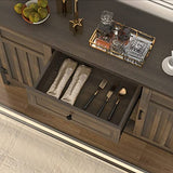 FATORRI Industrial Coffee Bar Cabinet with Wine Rack, Wood Buffet and Sideboard with Storage Cabinet, Rustic Credenza Cupboard for Kitchen Dining Room (55.12 Inch, Walnut Brown) FATORRI