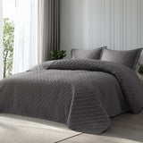 Bedsure Quilts Queen Size - Grey Bedspreads Queen Size with Basket Weave Pattern, Soft Quilt Bedding Set, Lightweight Comforter Set Coverlet for All Seasons with 2 Pillow Shams (90" x 96") Bedsure