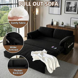 Gexpusm Futon Sofa Bed Queen Size,3-in-1 Convertible Sleeper Sofa,Pull Out Bed with Side Pocket,Loveseat Couch,Modern Futon Couch for Living Room,Small Space,Apartment,Bedroom (Black Velvet, 61") Gexpusm