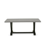 East West Furniture V697GA650-9 9 Piece Modern Dining Table Set Includes a Rectangle Wooden Table with V-Legs and 8 Dark Gotham Linen Fabric Upholstered Chairs, 40x72 Inch, Multi-Color East West Furniture