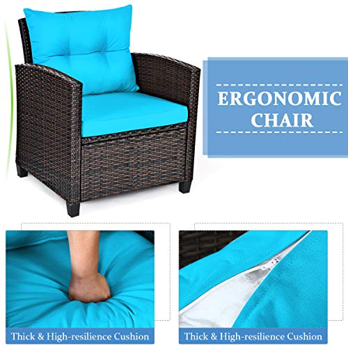 3 PCS Patio Furniture Set, OneSize, Turquoise WoodArtSupply