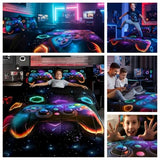 Erosebridal Game Consoles Gamer Bedding Set King Gamer Gifts,Gaming Comforter Sets for Boys Space Glow Geometric Kids Comforter Sets Boys Red Green Blue Teal,Teen Boy Room Decor Erosebridal
