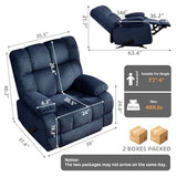 ParlorDream Oversized Rocker Recliner Chair, Overstuffed Extra Wide Manual Rocking Recliner, Adults Chair for Big Man, Nursery Reclining Sofa Chairs for Living Room, Blue