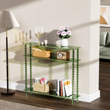 Dewrhiixe Acrylic Console Table Narrow, 3 Tier Long Entryway Table with Storage, Mid-Century Modern Sofa Table Entry Table for Living Room, Hallway (Green, 39.4“×9.4”×35.4“) Dewrhiixe