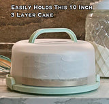 Top Shelf Elements Round Cake Carrier Two Sided Cake Holder Serves as Five Section Serving Tray, Portable Fits 10 inch Cake, Box Comes With Handle, Container Holds Pies (Green) Top Shelf Elements