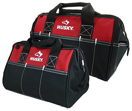 Husky 12 Inch and 15 Inch Water Resistant Tool Bag Multi Pack (2 Piece Storage Bundle) Husky
