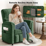 Pipishell Power Recliner Chair for Adults，Electric Recliner with Remote, Adjustable Recline/Footrest, Chenille Fabric,Thick Seat Cushion, Small Recliner for Living Room, Home Theater, Green