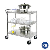 Seville Classics UltraDurable NSF Commercial Heavy Duty Metal Rolling Utility Cart, w/ Steel Shelves, Handle Bar for Restaurant, Garage, Warehouse, Kitchen, Office, Top Shelf (36"W x 18"D) Seville Classics