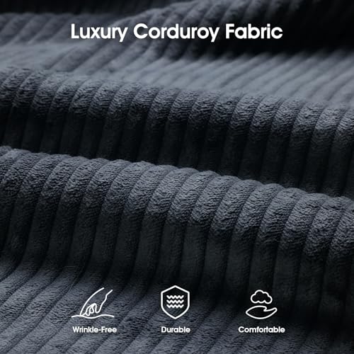 DreamDashio Futon Sofa Bed, 69 inch Futon Couch with Adjustable Backrest, Corduroy Convertible Sleeper Sofa Bed, Folding Sleeper Recliner for Apartment, Living Room, Office, Black DreamDashio