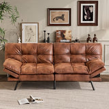 Vyfipt 71" Convertible Futon Sofa Bed,3-in-1 Faux Leather Fabric Futon Couch with Memory Foam, Modern Foldable Sleeper Loveseat for Small Spaces, Living Room,Office & Apartment,Brown Vyfipt