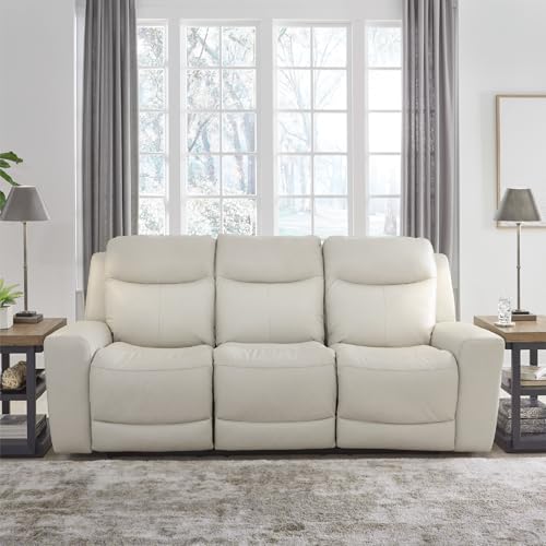 Signature Design by Ashley Mindanao Modern Leather Match Power Reclining Sofa with Adjustable Headrest and USB Ports, Light Gray Signature Design by Ashley