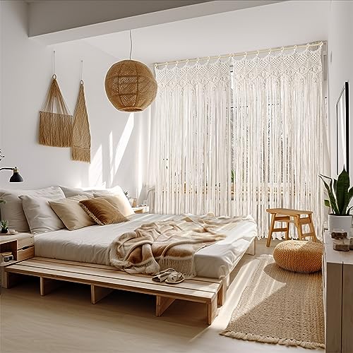 Osunnus Boho Macrame Curtain for Window Doorway Handmade Large Long Macrame Wall Hanging for Living Room Bedroom Bohemian Home Wedding Backdrop Decor, 2 Panels 79" L x 35" W Osunnus