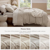 Bedsure 100% Washed Cotton Duvet Cover Queen Size - Oatmeal Minimalist Cotton Duvet Cover Linen Like for All Seasons - GentleSoft™ Plain Simple Bedding (Oatmeal, Queen, 90"x90") Bedsure