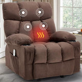 Massage Rocking Recliner Chair, Ergonomic Recliners Sofa with Vibration Massage & Heat, Rocking Chair Nursery Chair for Living Room Lounge with 4 Pockets, 2 Cup Holders, Brown