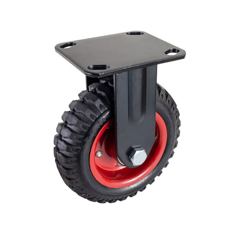 POWERTEC 6 Inch Caster Wheels, Heavy Duty Fixed Plate Casters with Rubber Knobby Tread for Workbench, Dolly, Cart, Trolley, Wagon and Chicken Coop, Large Rubber Castor Wheels, 1PK (17052) POWERTEC