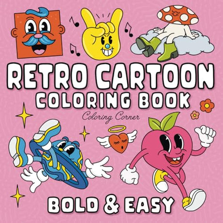 Retro Cartoon Coloring Book: Bold & Easy (Coloring Corner) WoodArtSupply